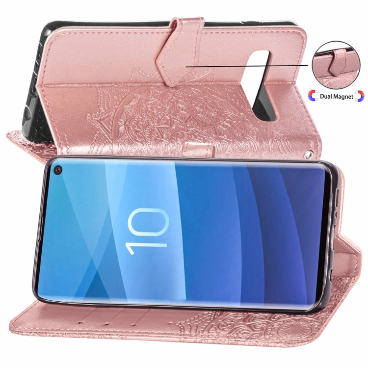 For Galaxy S10 Halfway Mandala Embossing Pattern Horizontal Flip Leather Case with Holder & Card Slots & Wallet & Lanyard