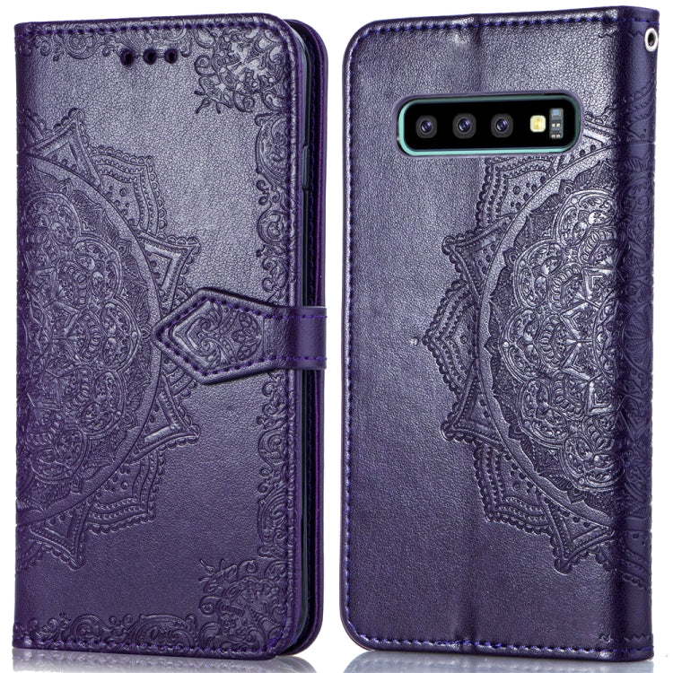 For Galaxy S10 Halfway Mandala Embossing Pattern Horizontal Flip Leather Case with Holder & Card Slots & Wallet & Lanyard