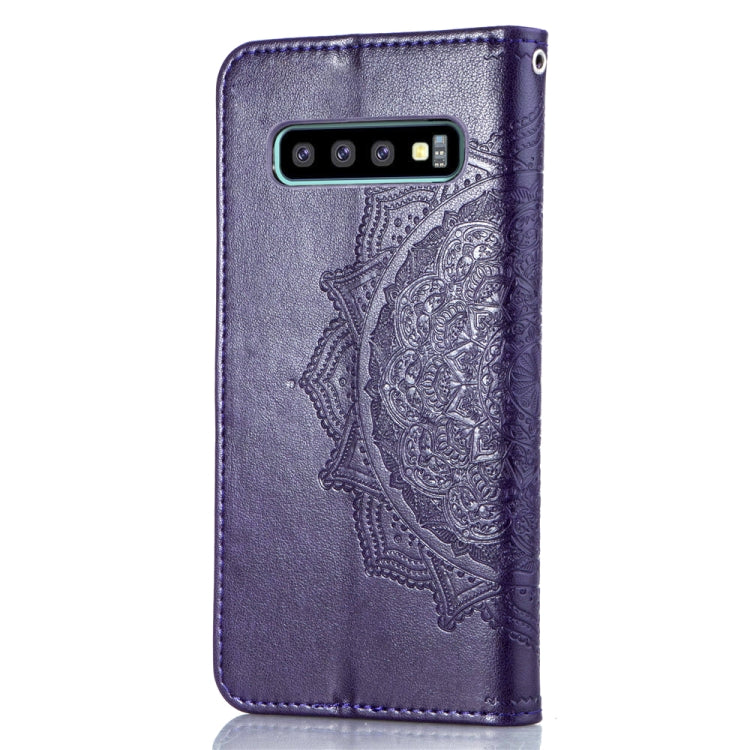 For Galaxy S10 Halfway Mandala Embossing Pattern Horizontal Flip Leather Case with Holder & Card Slots & Wallet & Lanyard