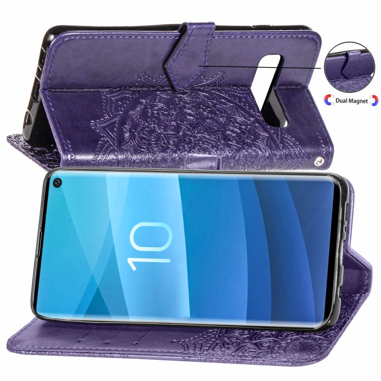 For Galaxy S10 Halfway Mandala Embossing Pattern Horizontal Flip Leather Case with Holder & Card Slots & Wallet & Lanyard
