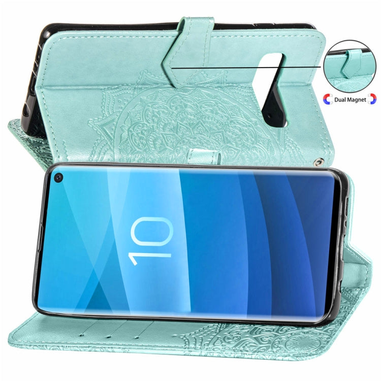 For Galaxy S10 Halfway Mandala Embossing Pattern Horizontal Flip Leather Case with Holder & Card Slots & Wallet & Lanyard