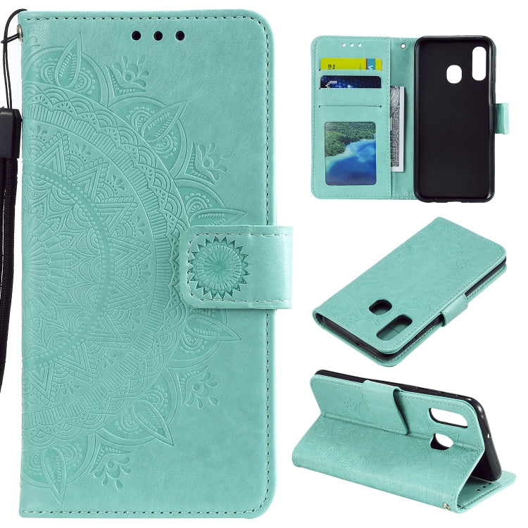 For Samsung Galaxy A20e Totem Flower Embossed Horizontal Flip TPU + PU Leather Case with Holder & Card Slots & Wallet