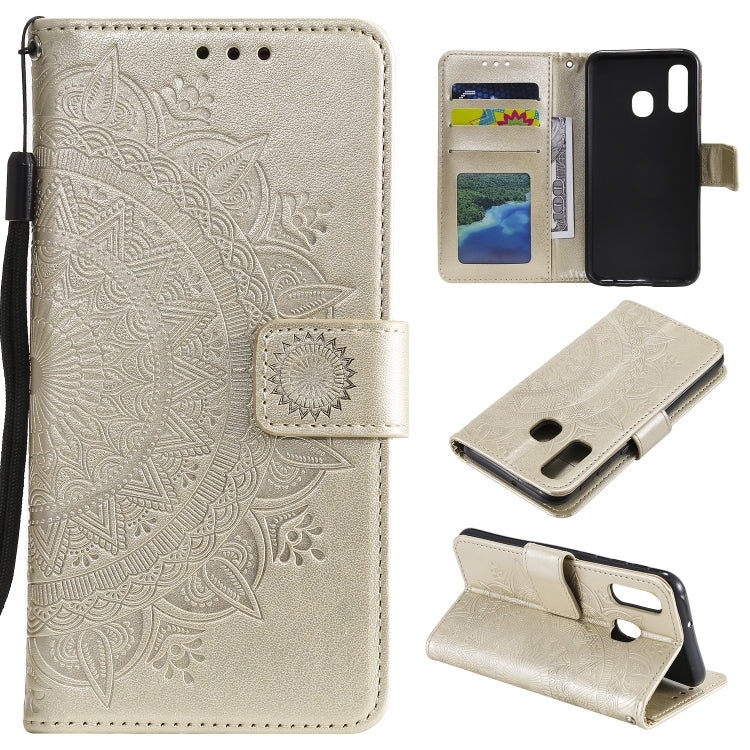 For Samsung Galaxy A20e Totem Flower Embossed Horizontal Flip TPU + PU Leather Case with Holder & Card Slots & Wallet