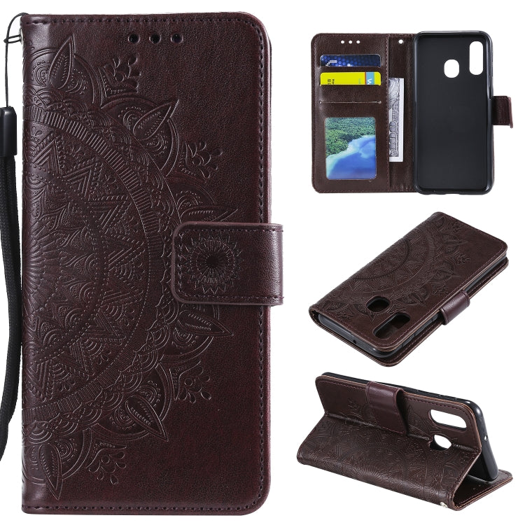For Samsung Galaxy A20e Totem Flower Embossed Horizontal Flip TPU + PU Leather Case with Holder & Card Slots & Wallet