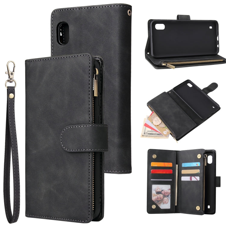 For Galaxy A10 Multifunctional Retro Frosted Horizontal Flip Leather Case with Card Slot & Holder & Zipper Wallet & Photo Frame & Lanyard