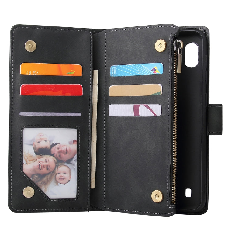 For Galaxy A10 Multifunctional Retro Frosted Horizontal Flip Leather Case with Card Slot & Holder & Zipper Wallet & Photo Frame & Lanyard