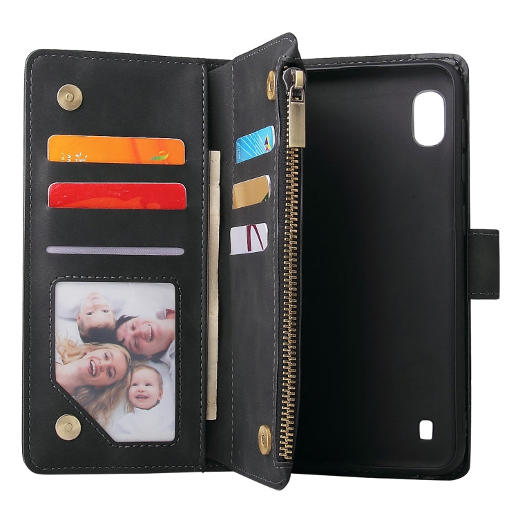 For Galaxy A10 Multifunctional Retro Frosted Horizontal Flip Leather Case with Card Slot & Holder & Zipper Wallet & Photo Frame & Lanyard