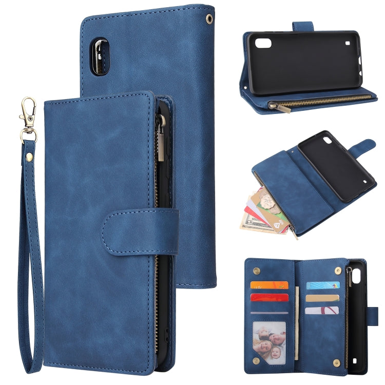 For Galaxy A10 Multifunctional Retro Frosted Horizontal Flip Leather Case with Card Slot & Holder & Zipper Wallet & Photo Frame & Lanyard