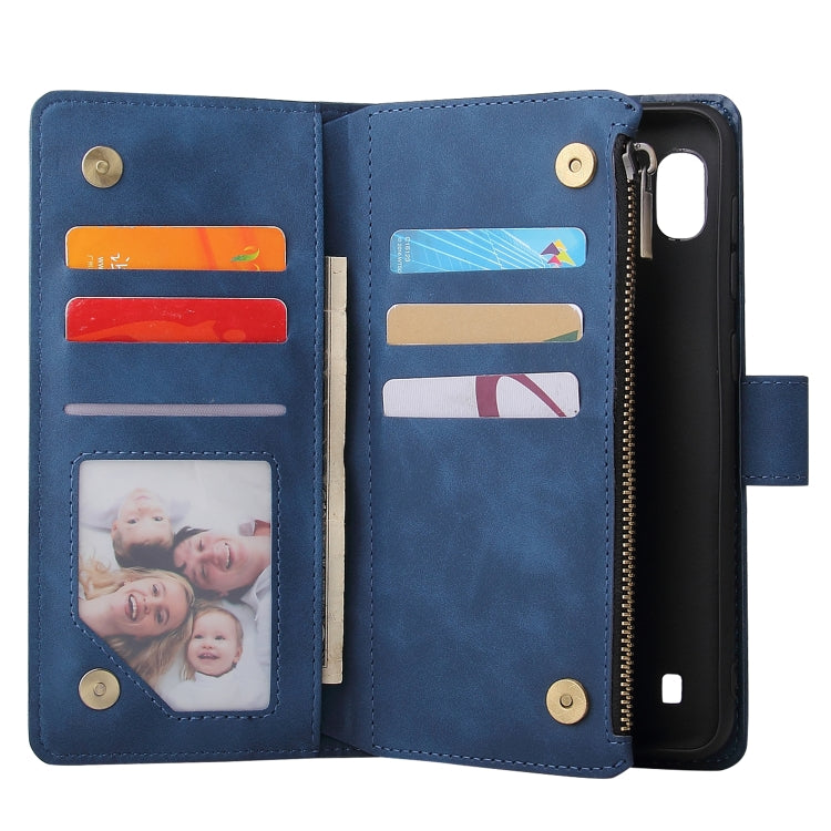 For Galaxy A10 Multifunctional Retro Frosted Horizontal Flip Leather Case with Card Slot & Holder & Zipper Wallet & Photo Frame & Lanyard