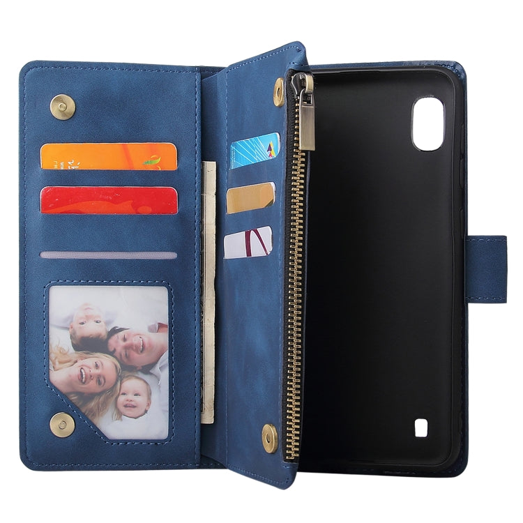 For Galaxy A10 Multifunctional Retro Frosted Horizontal Flip Leather Case with Card Slot & Holder & Zipper Wallet & Photo Frame & Lanyard