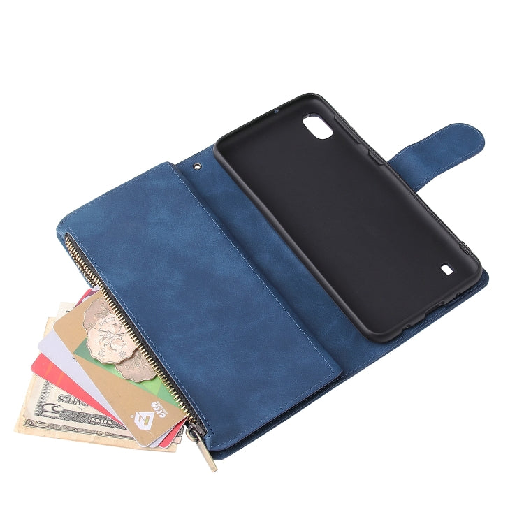 For Galaxy A10 Multifunctional Retro Frosted Horizontal Flip Leather Case with Card Slot & Holder & Zipper Wallet & Photo Frame & Lanyard