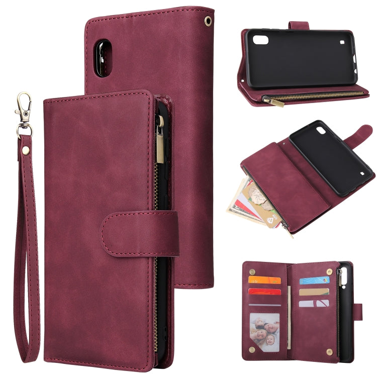 For Galaxy A10 Multifunctional Retro Frosted Horizontal Flip Leather Case with Card Slot & Holder & Zipper Wallet & Photo Frame & Lanyard