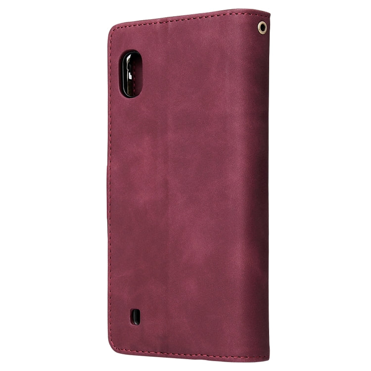 For Galaxy A10 Multifunctional Retro Frosted Horizontal Flip Leather Case with Card Slot & Holder & Zipper Wallet & Photo Frame & Lanyard