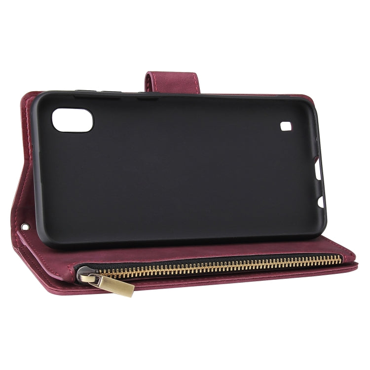 For Galaxy A10 Multifunctional Retro Frosted Horizontal Flip Leather Case with Card Slot & Holder & Zipper Wallet & Photo Frame & Lanyard