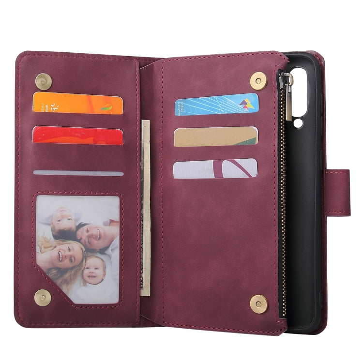 For Galaxy A10 Multifunctional Retro Frosted Horizontal Flip Leather Case with Card Slot & Holder & Zipper Wallet & Photo Frame & Lanyard