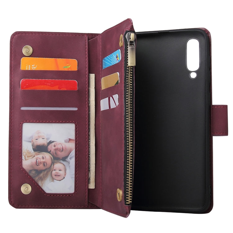 For Galaxy A10 Multifunctional Retro Frosted Horizontal Flip Leather Case with Card Slot & Holder & Zipper Wallet & Photo Frame & Lanyard