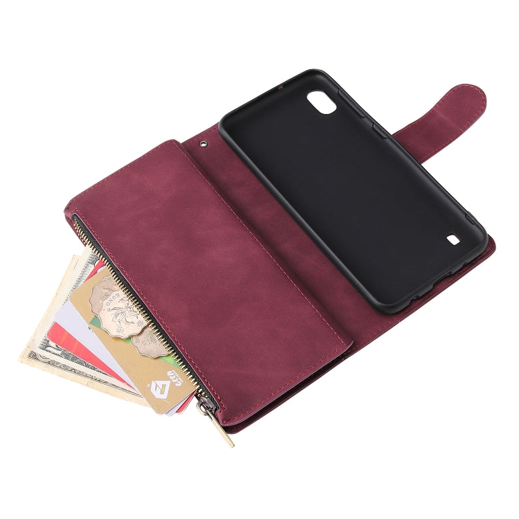 For Galaxy A10 Multifunctional Retro Frosted Horizontal Flip Leather Case with Card Slot & Holder & Zipper Wallet & Photo Frame & Lanyard