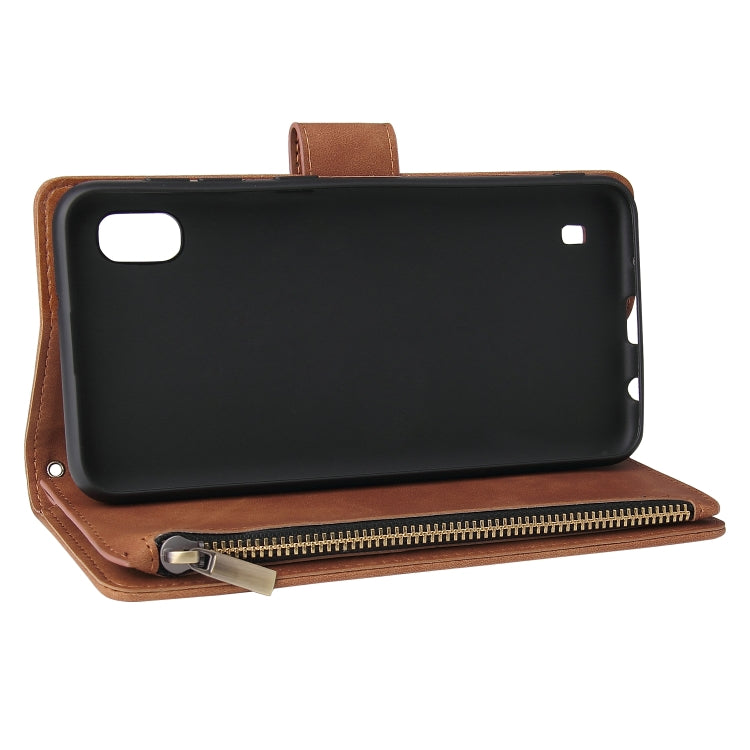 For Galaxy A10 Multifunctional Retro Frosted Horizontal Flip Leather Case with Card Slot & Holder & Zipper Wallet & Photo Frame & Lanyard