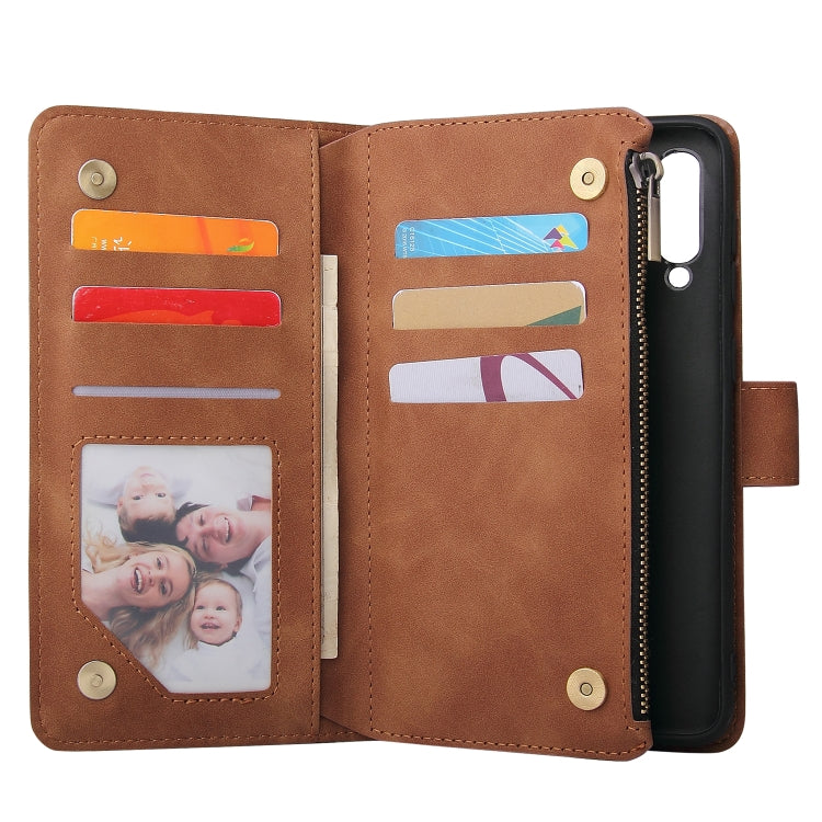 For Galaxy A10 Multifunctional Retro Frosted Horizontal Flip Leather Case with Card Slot & Holder & Zipper Wallet & Photo Frame & Lanyard