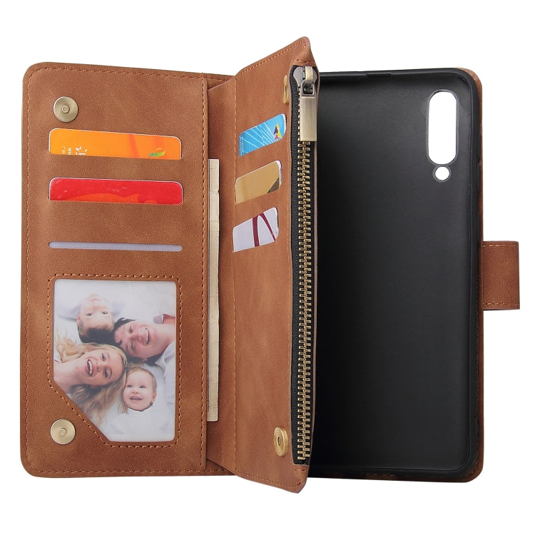 For Galaxy A10 Multifunctional Retro Frosted Horizontal Flip Leather Case with Card Slot & Holder & Zipper Wallet & Photo Frame & Lanyard