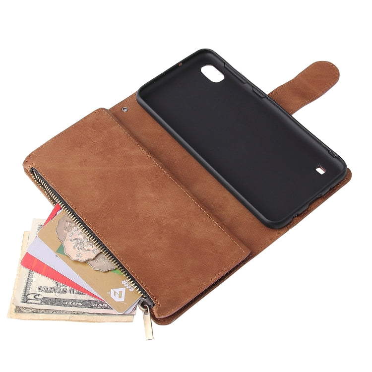 For Galaxy A10 Multifunctional Retro Frosted Horizontal Flip Leather Case with Card Slot & Holder & Zipper Wallet & Photo Frame & Lanyard