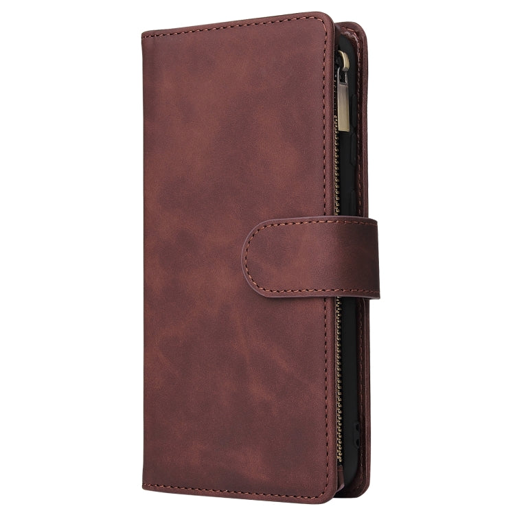 For Galaxy A10 Multifunctional Retro Frosted Horizontal Flip Leather Case with Card Slot & Holder & Zipper Wallet & Photo Frame & Lanyard