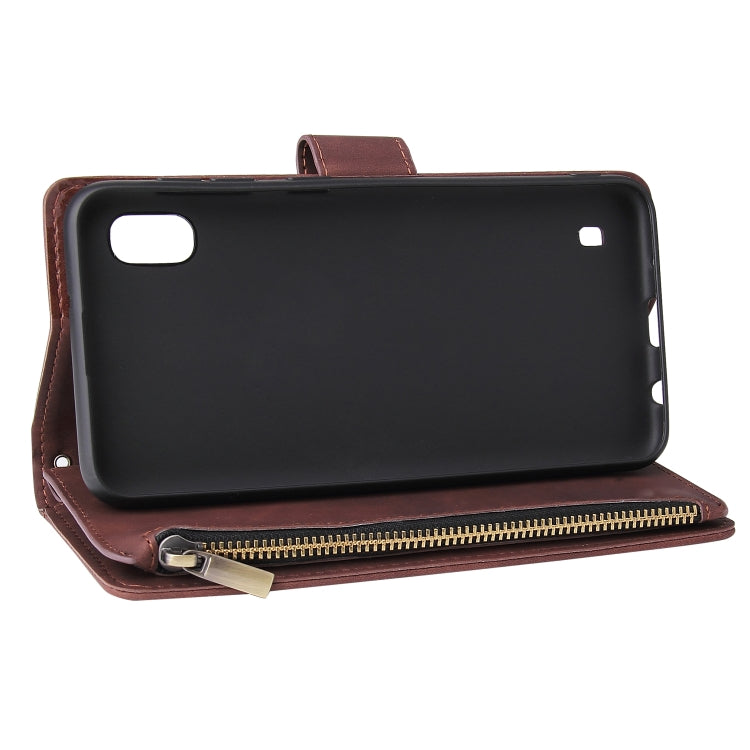For Galaxy A10 Multifunctional Retro Frosted Horizontal Flip Leather Case with Card Slot & Holder & Zipper Wallet & Photo Frame & Lanyard