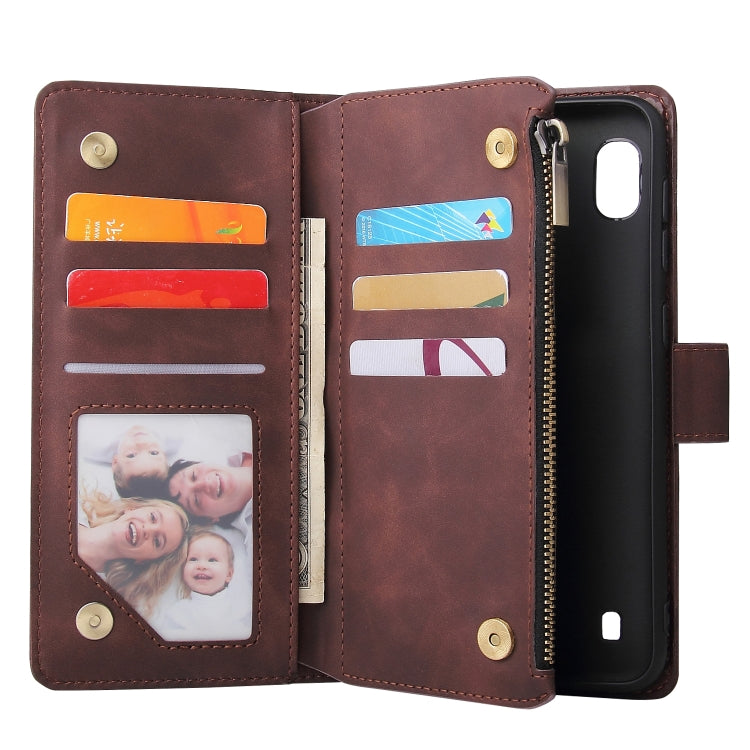 For Galaxy A10 Multifunctional Retro Frosted Horizontal Flip Leather Case with Card Slot & Holder & Zipper Wallet & Photo Frame & Lanyard