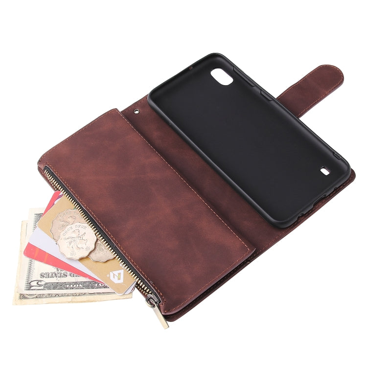 For Galaxy A10 Multifunctional Retro Frosted Horizontal Flip Leather Case with Card Slot & Holder & Zipper Wallet & Photo Frame & Lanyard
