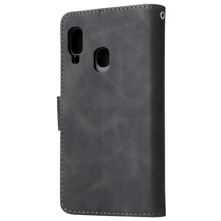For Galaxy A20e Multifunctional Retro Frosted Horizontal Flip Leather Case with Card Slot & Holder & Zipper Wallet & Photo Frame & Lanyard