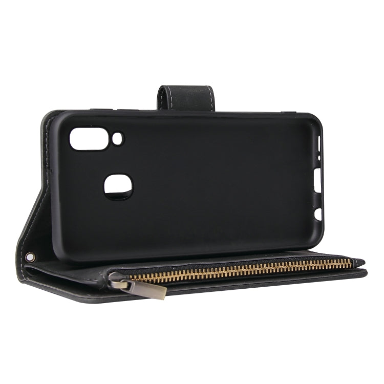 For Galaxy A20e Multifunctional Retro Frosted Horizontal Flip Leather Case with Card Slot & Holder & Zipper Wallet & Photo Frame & Lanyard