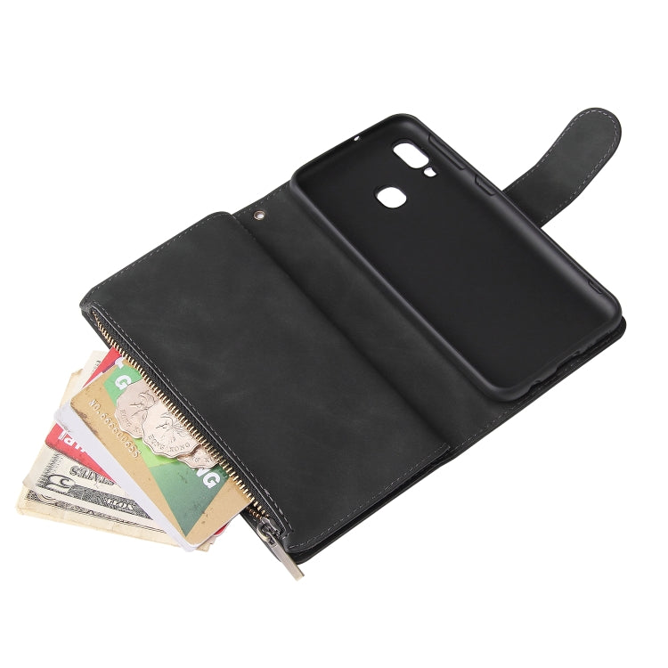 For Galaxy A20e Multifunctional Retro Frosted Horizontal Flip Leather Case with Card Slot & Holder & Zipper Wallet & Photo Frame & Lanyard