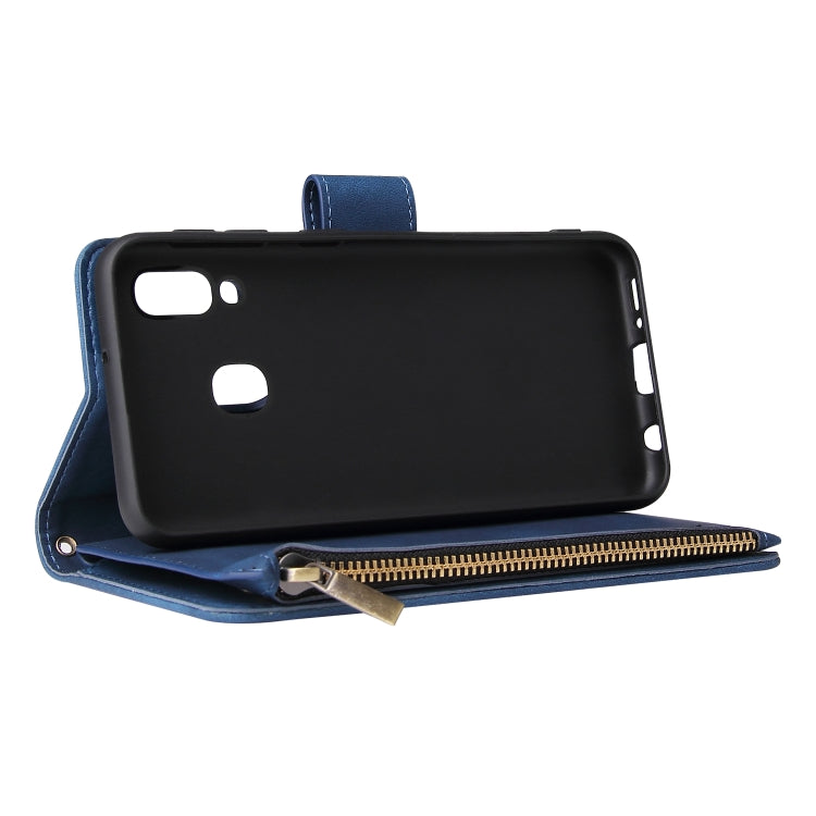 For Galaxy A20e Multifunctional Retro Frosted Horizontal Flip Leather Case with Card Slot & Holder & Zipper Wallet & Photo Frame & Lanyard