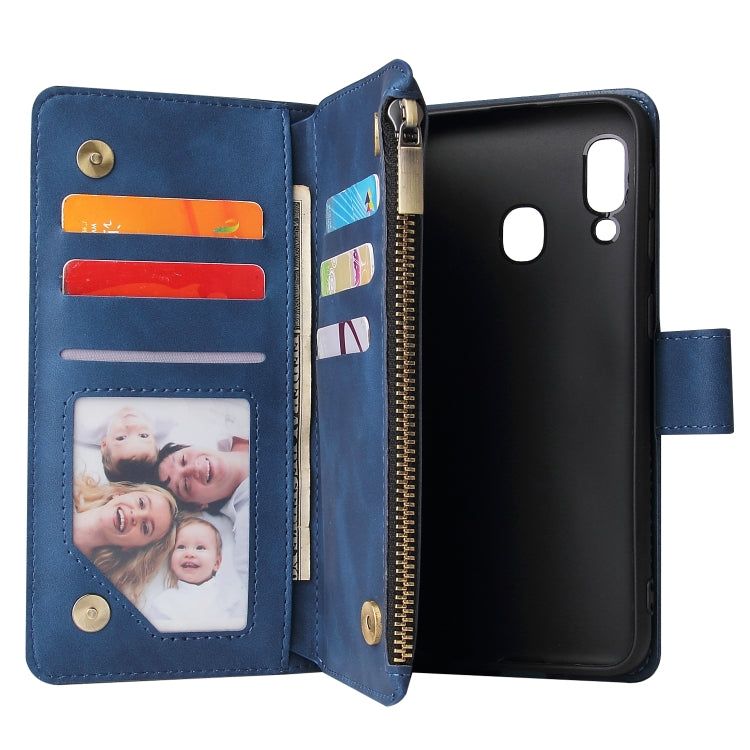 For Galaxy A20e Multifunctional Retro Frosted Horizontal Flip Leather Case with Card Slot & Holder & Zipper Wallet & Photo Frame & Lanyard