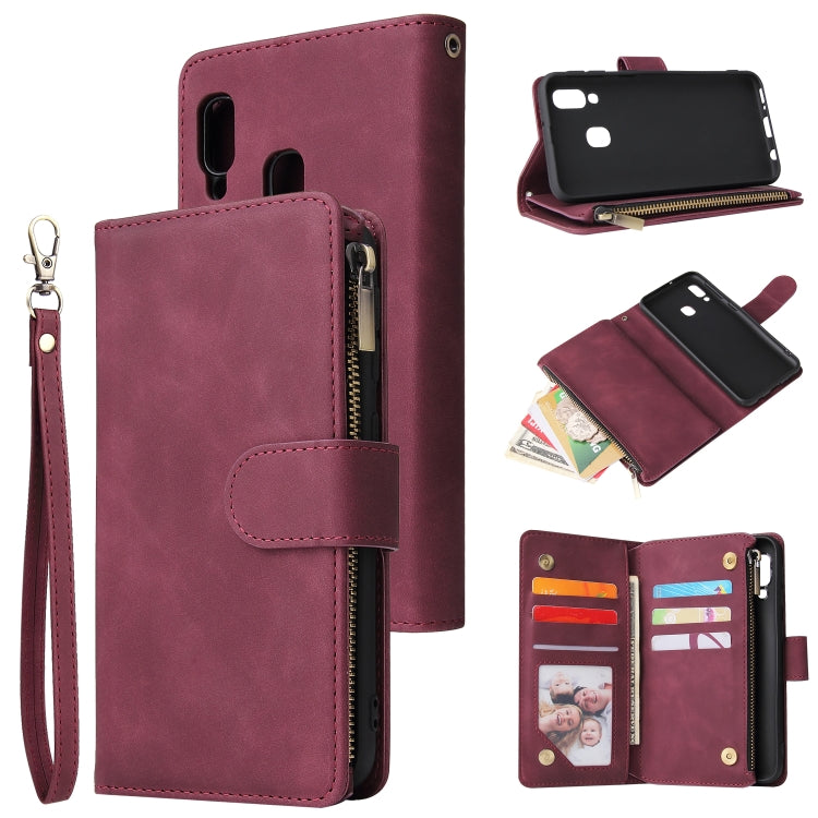 For Galaxy A20e Multifunctional Retro Frosted Horizontal Flip Leather Case with Card Slot & Holder & Zipper Wallet & Photo Frame & Lanyard