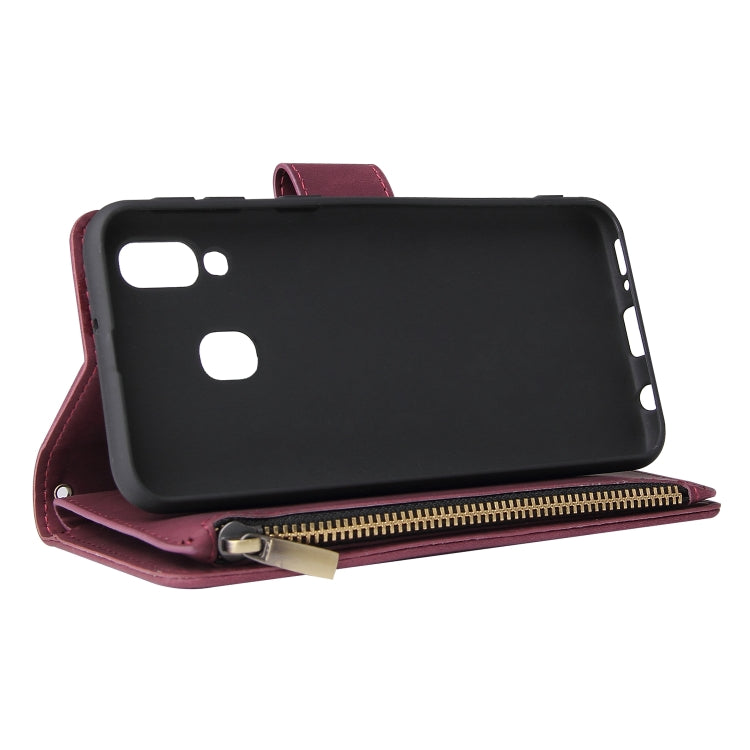For Galaxy A20e Multifunctional Retro Frosted Horizontal Flip Leather Case with Card Slot & Holder & Zipper Wallet & Photo Frame & Lanyard