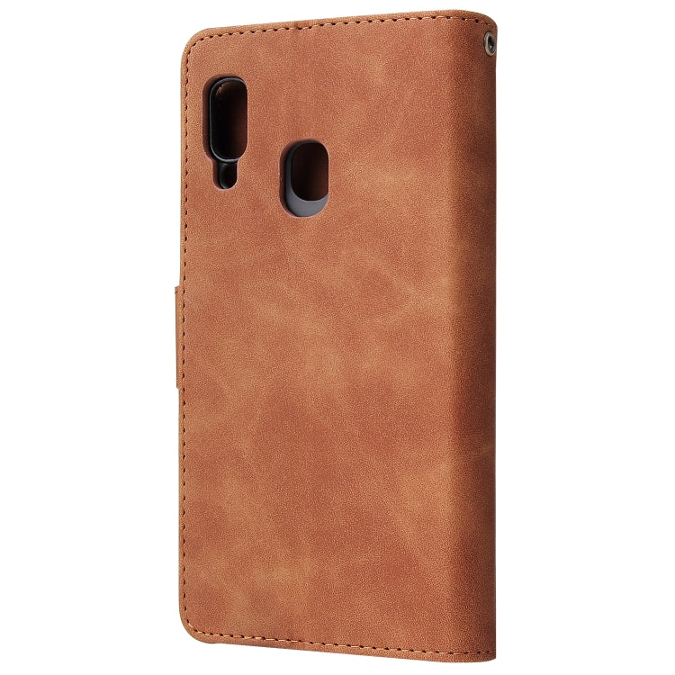 For Galaxy A20e Multifunctional Retro Frosted Horizontal Flip Leather Case with Card Slot & Holder & Zipper Wallet & Photo Frame & Lanyard