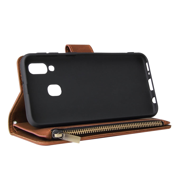 For Galaxy A20e Multifunctional Retro Frosted Horizontal Flip Leather Case with Card Slot & Holder & Zipper Wallet & Photo Frame & Lanyard