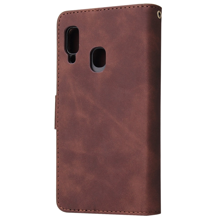 For Galaxy A20e Multifunctional Retro Frosted Horizontal Flip Leather Case with Card Slot & Holder & Zipper Wallet & Photo Frame & Lanyard