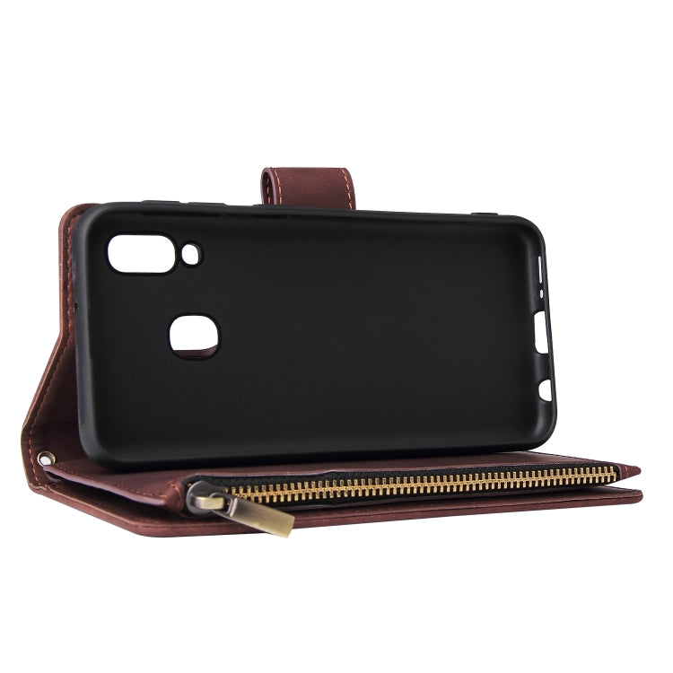 For Galaxy A20e Multifunctional Retro Frosted Horizontal Flip Leather Case with Card Slot & Holder & Zipper Wallet & Photo Frame & Lanyard