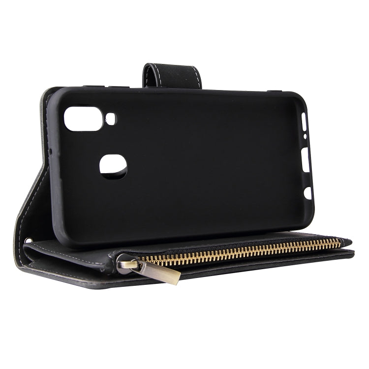 For Galaxy A40 Multifunctional Retro Frosted Horizontal Flip Leather Case with Card Slot & Holder & Zipper Wallet & Photo Frame & Lanyard