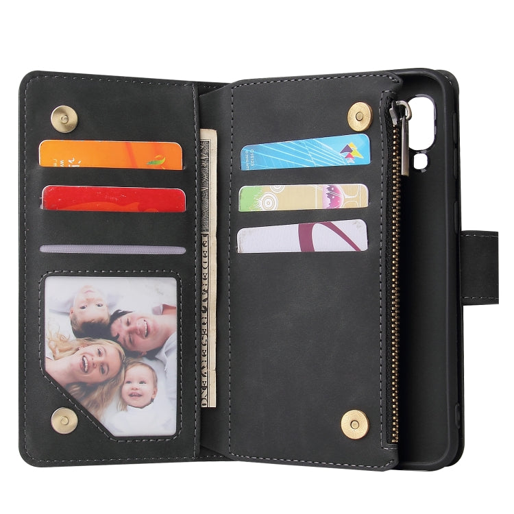 For Galaxy A40 Multifunctional Retro Frosted Horizontal Flip Leather Case with Card Slot & Holder & Zipper Wallet & Photo Frame & Lanyard