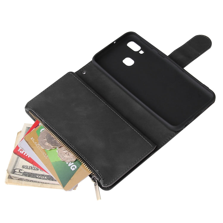 For Galaxy A40 Multifunctional Retro Frosted Horizontal Flip Leather Case with Card Slot & Holder & Zipper Wallet & Photo Frame & Lanyard