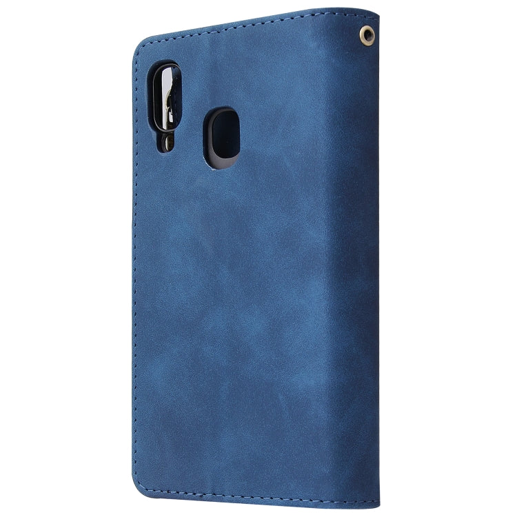 For Galaxy A40 Multifunctional Retro Frosted Horizontal Flip Leather Case with Card Slot & Holder & Zipper Wallet & Photo Frame & Lanyard