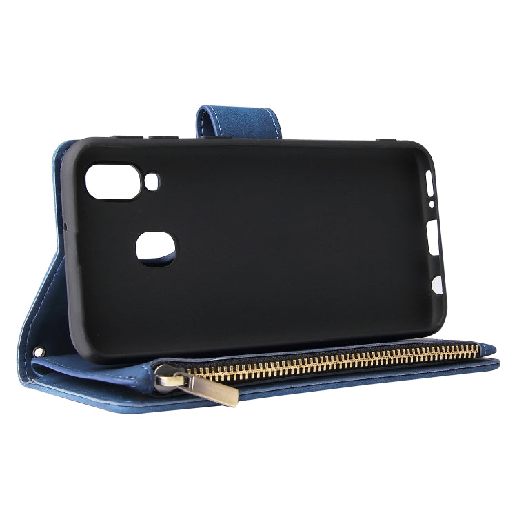 For Galaxy A40 Multifunctional Retro Frosted Horizontal Flip Leather Case with Card Slot & Holder & Zipper Wallet & Photo Frame & Lanyard