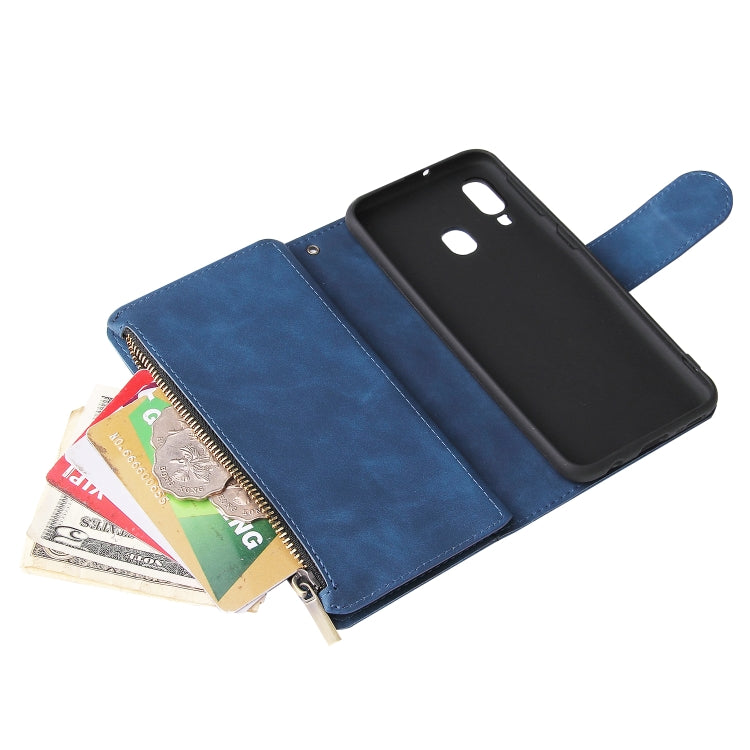 For Galaxy A40 Multifunctional Retro Frosted Horizontal Flip Leather Case with Card Slot & Holder & Zipper Wallet & Photo Frame & Lanyard