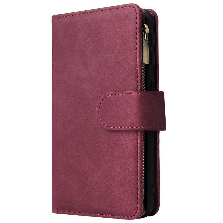 For Galaxy A40 Multifunctional Retro Frosted Horizontal Flip Leather Case with Card Slot & Holder & Zipper Wallet & Photo Frame & Lanyard