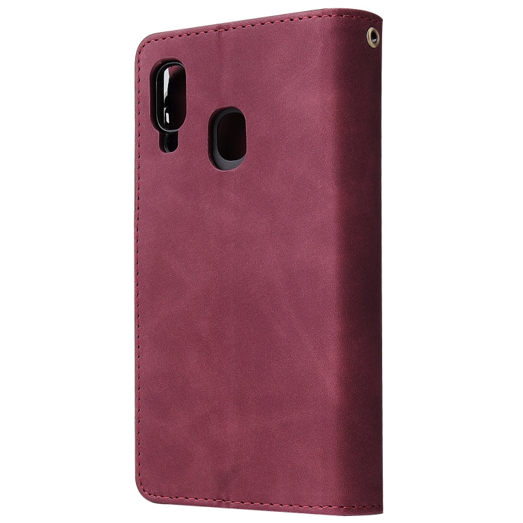 For Galaxy A40 Multifunctional Retro Frosted Horizontal Flip Leather Case with Card Slot & Holder & Zipper Wallet & Photo Frame & Lanyard