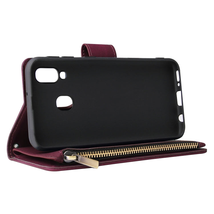 For Galaxy A40 Multifunctional Retro Frosted Horizontal Flip Leather Case with Card Slot & Holder & Zipper Wallet & Photo Frame & Lanyard