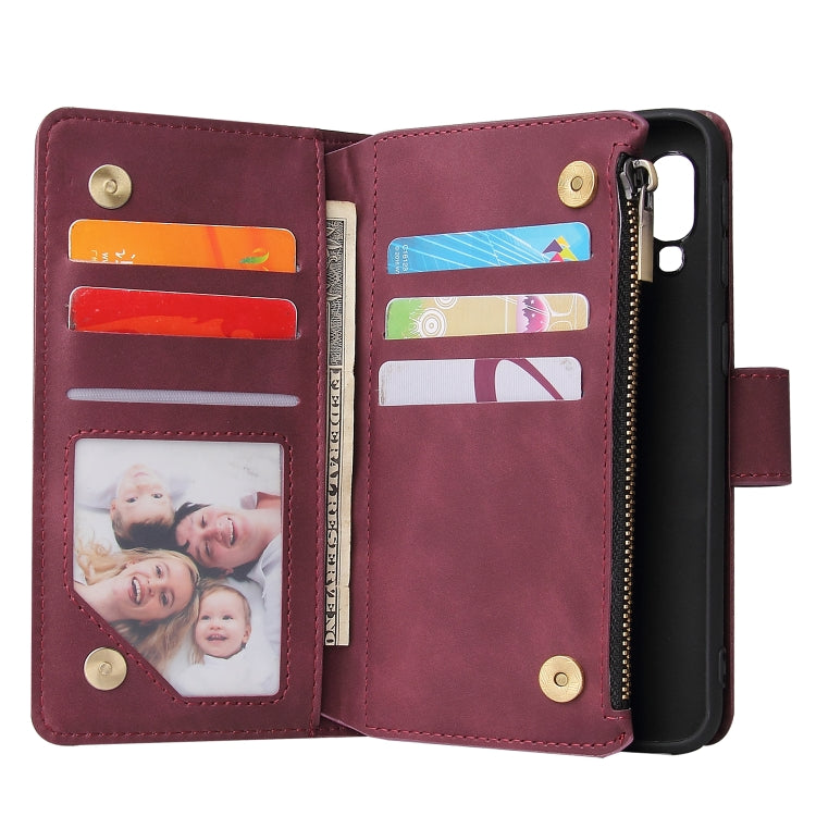 For Galaxy A40 Multifunctional Retro Frosted Horizontal Flip Leather Case with Card Slot & Holder & Zipper Wallet & Photo Frame & Lanyard
